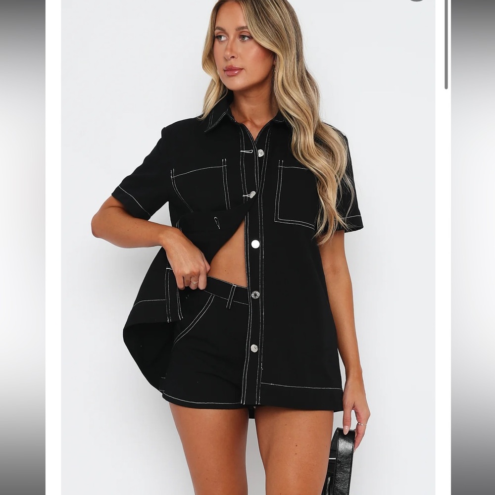 White Fox Black Denim Set